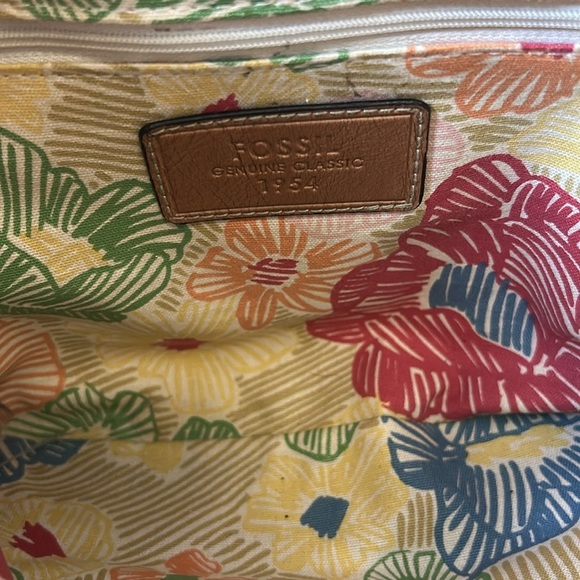 Tan Fossil Woven handbag/shoulder bag, not adjustable strap, magnetic closure - Picture 5 of 14